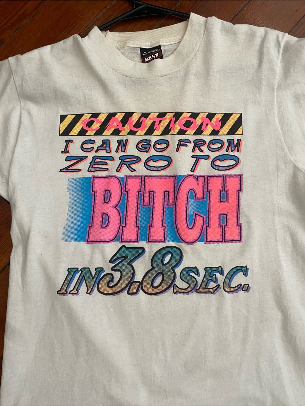 Vintage White Graphic Tee with B*tch Slogan
